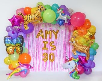 90s Rainbow Birthday Balloons Rainbow Balloon Arch Rainbow Balloon Garland Unicorn Birthday Party Decorations Bachelorette Party Decorations
