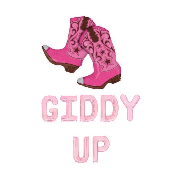 Giddy Up Balloon Banner Cowgirl Bachelorette Party Decorations Western Birthday Party Decor Cowgirl Balloons Rodeo Party Birthday Balloons