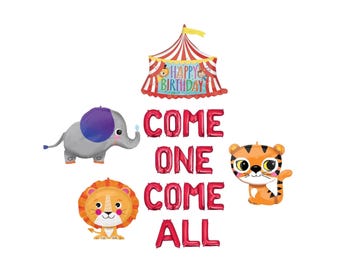 Come One Come All Balloon Banner 1st Birthday Party Decorations First Birthday Party Decor Circus Animals Big Top Carnival Decor Party Decor