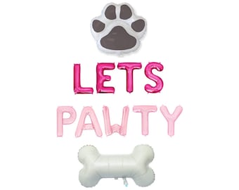 Lets Pawty Balloon Banner Dog Birthday Party Puppy Birthday Party Decorations Puppy Party Balloons Dog Party Balloons Dog Birthday Banner