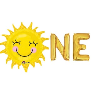 One Balloon Banner Smiling Sun Balloon Baby Birthday Party Sunny 1st Birthday Decor Birthday Party Sunshine Birthday First 1 One Bday Decor