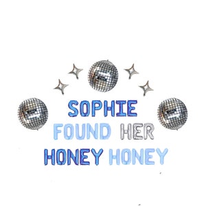 Found Her Honey Honey Custom Name Letter Balloon Kit Bachelorette Balloon Banner Disco Bachelorette Party Decor Mamma Mia Bachelorette Party