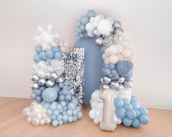 Winter Onederland Balloon Garland Kit Blue White Snowflake Balloon Garland Winter Wonderland Birthday Party Winter Baby Shower Balloon Arch