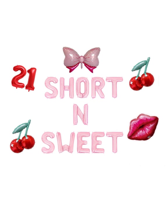 Short N Sweet Letter Balloon Kit 21st Birthday Party Decorations Cherry Balloons Coquette 21st Birthday Party Supplies Cherry Birthday Party