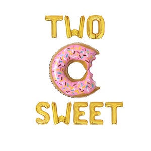 Two Sweet Balloons Donut Birthday Decor 2nd Birthday Party 2nd Birthday Sweet Balloon Letters Baby Birthday Party Rose Gold Decorations image 2