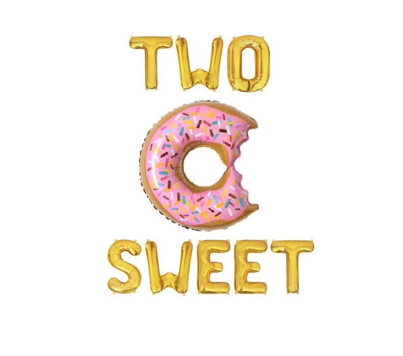 Two Sweet Balloons Donut Birthday Decor 2nd Birthday Party 2nd Birthday Sweet Balloon Letters Baby Birthday Party Rose Gold Decorations image 2