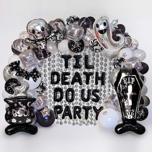 Til Death Do Us Party Halloween Balloon Arch Halloween Bachelorette Party Balloon Garland Skull Spooky Bride or Die Goth Witch Party Decor