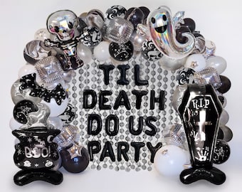 Til Death Do Us Party Halloween Balloon Arch Halloween Bachelorette Party Balloon Garland Skull Spooky Bride or Die Goth Witch Party Decor