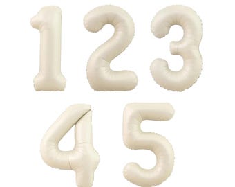 Cream Jumbo Number Balloons Aesthetic Birthday Party Decorations Number Balloons Kids Birthday Party Decor White Cream Number Balloons Decor
