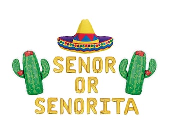 Senor or Senorita Balloons Fiesta Gender Reveal Decor Fiesta Baby Shower Sign Banner Fiesta Baby Shower Decorations Taco Baby Fiesta Themed