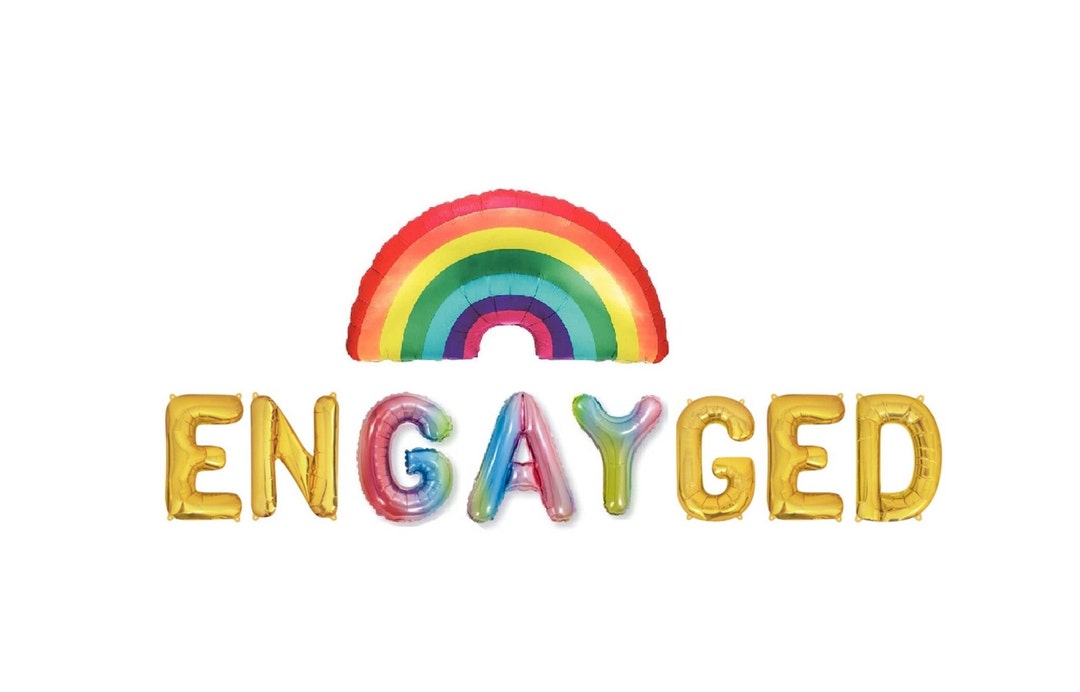 Engaygement Balloon Banner Gay Engagement Decorations Gay Etsy