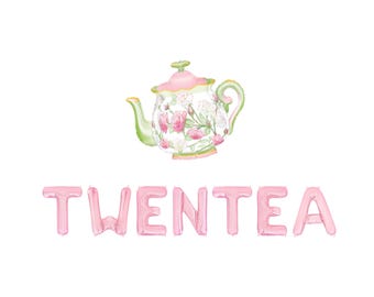 TwenTea Letter Balloon Kit 20th Birthday Party Decorations Teapot Balloons Tea Party Birthday Party Decor Tea Party Supplies Regency Regal