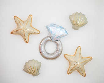 Seashell Balloons Shell Bridal Shower Decor Under the Sea Bachelorette Party Decorations Ocean Supplies Coastal Sea Starfish Clam Cream Ring