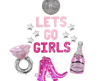 Lets Go Girls Balloon Banner Last Rodeo Bachelorette Nashville Bachelorette Nash Bash Austin Texas Bachelorette Last Disco Western Cowgirl