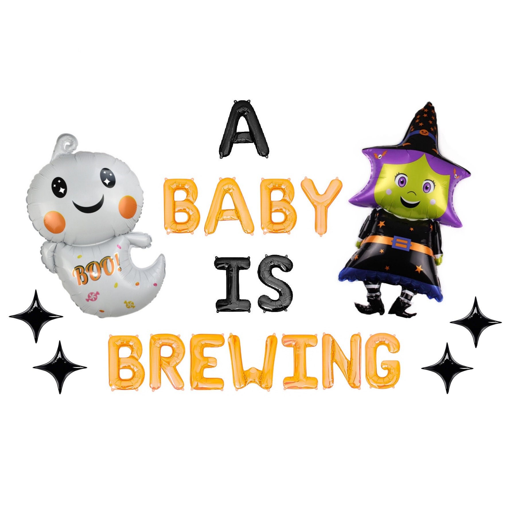 A Baby Is Brewing Balloons Halloween Baby Shower Halloween Gender Reveal Decorations Halloween Baby Shower Decorations Hocus