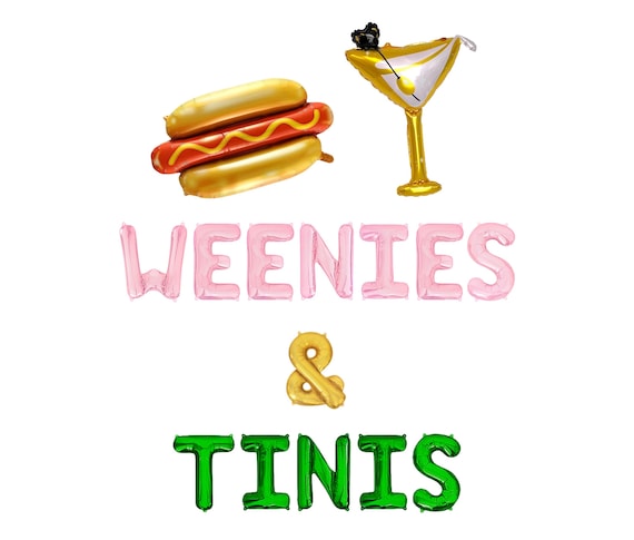 Weenies & Tinis Letter Balloon Kit Martini Bachelorette Party Balloon Banner Martini Balloons Hot Dog Martini Bachelorette Party Decorations