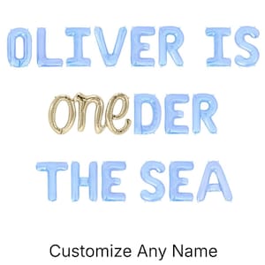 Oneder The Sea Custom Name Letter Balloon Kit 1st Birthday Balloon Banner Ocean 1st Birthday Ocean Birthday Party For Boys Under The Sea