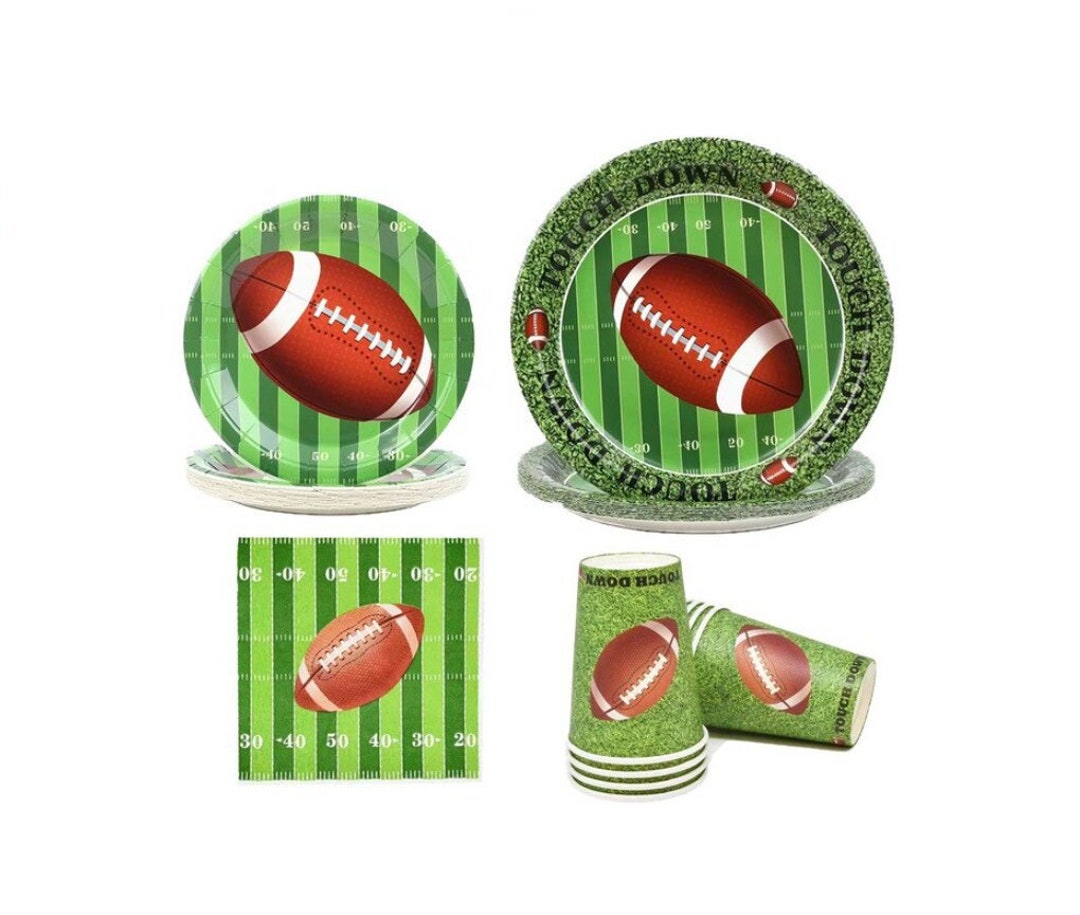 Football Themed Paper Plates Napkins and Cups 1st Year Down Etsy