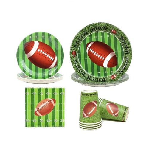 Football Themed Paper Plates Napkins and Cups 1st Year Down Etsy