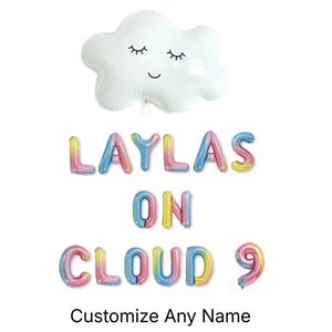 On Cloud 9 Balloon Banner 9th Birthday Party 9th Birthday Balloon Letters 9 Birthday Party Ninth Birthday Decorations Birthday Clouds Decor