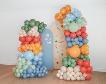 Boys Fun To Be One Boho Rainbow Birthday Party Decorations Colorful Birthday Party Balloon Garland Whimsical Arch Decor 2000s 90s 80s 1st