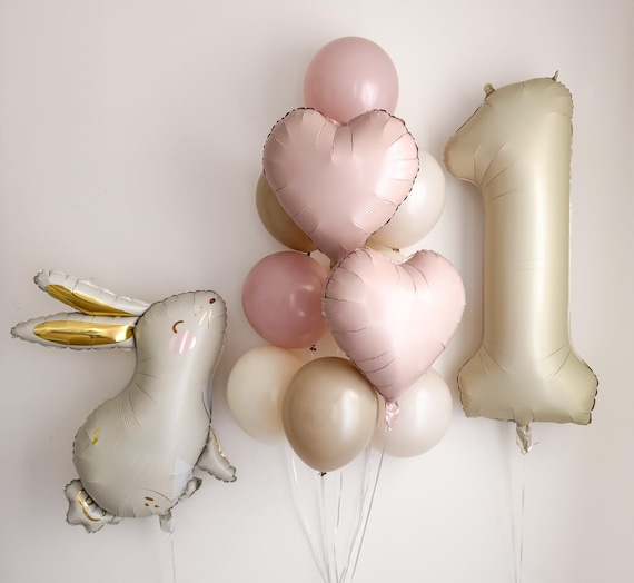 Some Bunny is One Balloons Easter First Birthday Decorations Girl Bunny Theme Bunny Is One Decor Baby Pink Ivory Pastel Spring 1st Birthday
