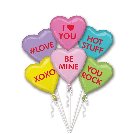 Valentines Day Party Balloons Candy Hearts Balloons Valentines Day Party Decorations Galentines Balloons Galentines Party Valentines Decor