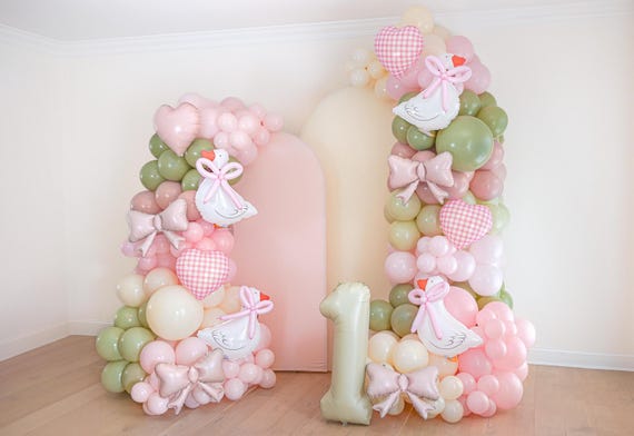 One Silly Goose Balloon Garland Balloon Arch Girls Silly Goose Birthday Party Decorations Goose Birthday Girl Goose Green Pink Party Decor