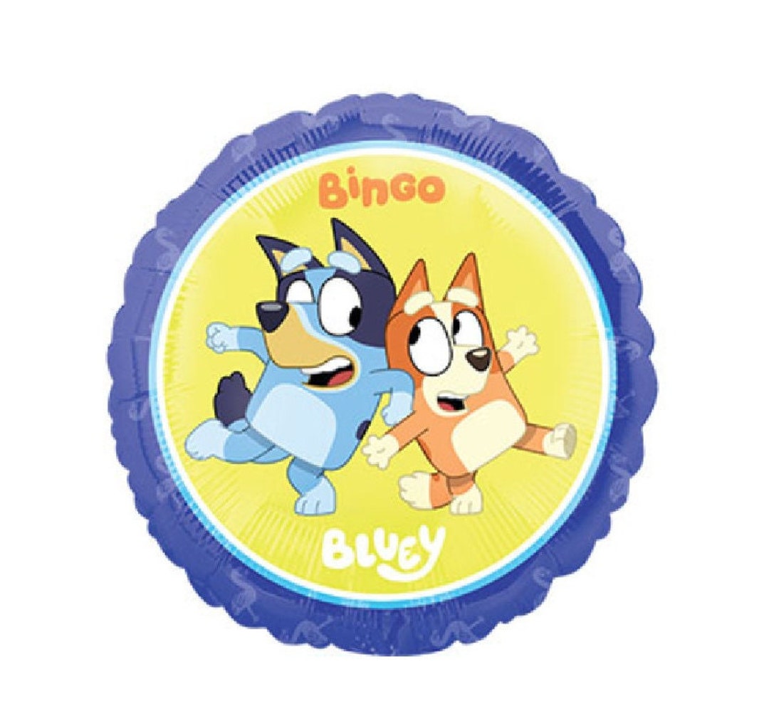 Bluey y Bingo Logo Personalizado con Nombre para Cumpleaños
