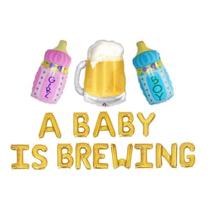 A Baby Is Brewing Balloons Baby Shower Balloon Letters Baby Shower Decor Baby Shower Decorations Baby Gender Reveal Party Balloon Banner