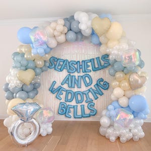 Seashells and Wedding Bells Balloon Garland Kit Coastal Bridal Shower Balloon Arch Beach Bridal Shower Last Toast On The Coast Bachelorette
