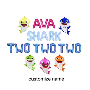 Baby Shark Birthday Party Decorations Baby Shark Balloons Baby Shark Birthday Party Decor Baby Shark Balloon Banner 2nd Birthday Two Two Two