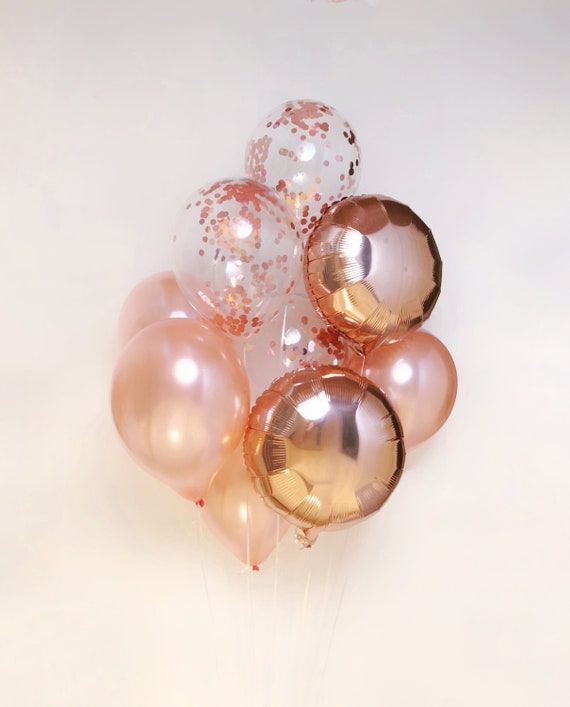 Rose Gold Balloons Rose Gold Balloon Bouquet Copper Balloons Confetti  Balloons Rose Gold Party Bridal Shower Bachelorette Party Wedding