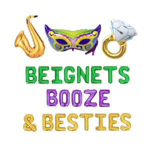 Beignets Booze and Besties Balloons NOLA Wedding Decorations New Orleans Bach NOLA Bachlorette Party New Orleans Bachelorette Decorations