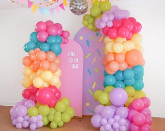 Girls Fun To Be One Fancy Rainbow Birthday Party Decorations Colorful Birthday Party Balloon Garland Whimsical Arch Decor 2000s 90s 80s