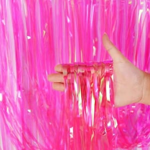 Fringe Backdrop 3 feet wide Fringe Curtain Iridescent Neon Pink