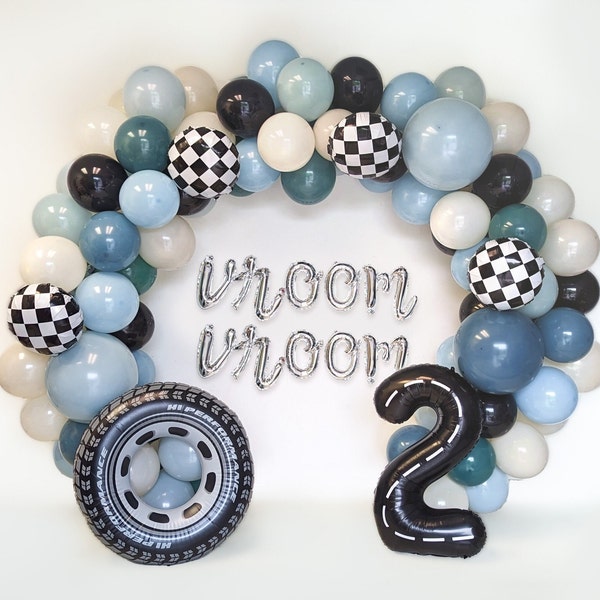 Race Car Birthday Balloon Garland Two Fast Racer Birthday Race Driver Birthday Second Birthday 2nd For Boy Race Car Party