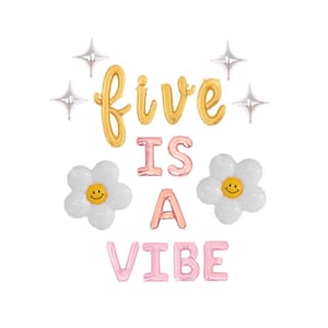 Five Is a Vibe Balloon Banner Groovy 5th Birthday Party Decorations 5 Hippie Retro Disco Daisy Groovy Birthday Balloons 5th Birthday Decor