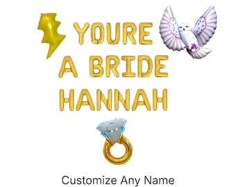 You're A Bride Custom Name Letter Balloon Kit Wizard Bachelorette Party Balloon Banner Lightning Bolt and Owl Balloons Wizard Bridal Shower