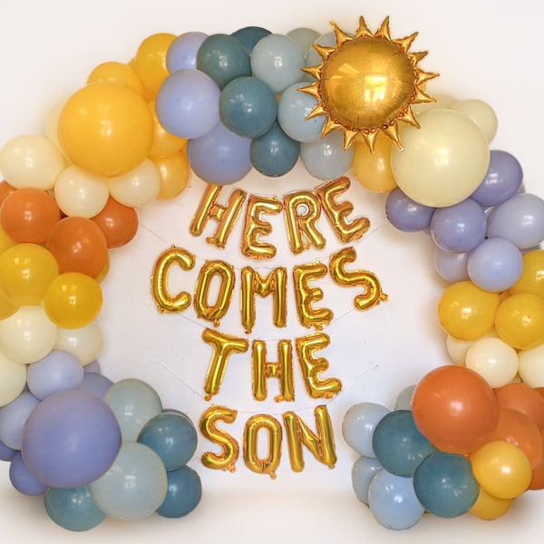 Here Comes The Son Boho Sun Balloon Garland Boys 1st Birthday Party Decorations Blue Sunshine Baby Shower Sun DIY Balloon Arch Kit