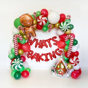 Whats Baking Balloons Gingerbread Party Christmas Balloon Garland Gingerbread Gender Reveal Balloon Arch Winter Red Green Christmas Party