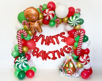 Whats Baking Balloons Gingerbread Party Christmas Balloon Garland Gingerbread Gender Reveal Balloon Arch Winter Red Green Christmas Party