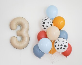 Customize:  Western Rodeo Jumbo Number 1st 2nd 3rd Birthday Party Decor Cowboy Birthday Balloons For Boys Cowgirl Balloon Bouquet For Girls