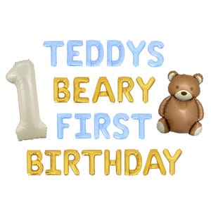 Beary First Birthday Custom Name Letter Balloon Kit 1st Birthday Party Decorations Teddy Bear Balloons First Birthday Party Decor For Boys