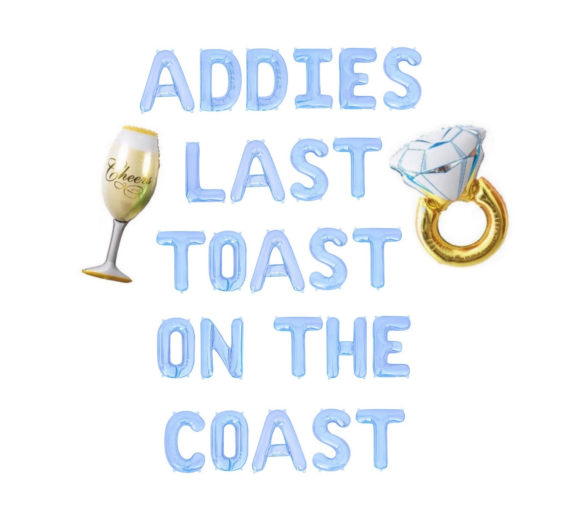 Last Toast On The Coast Custom Balloon Banner Beach Bach Balloon Letters Beach Bachelorette Party Decorations Coastal Bach