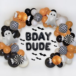 Boys Halloween Birthday Party Decorations Retro Birthday Dude Balloon Arch Two Spooky One Halloween 1st 2nd 3rd Boo Day Spooky Dude Vintage