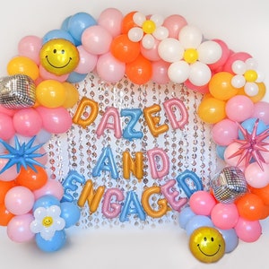 Dazed and Engaged Bachelorette Party Balloon Garland Rainbow Groovy Arch Kit Austin Hippie 60s 70s Boozed Confused Nashville Decor