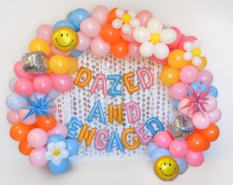 Dazed and Engaged Bachelorette Party Balloon Garland Rainbow Groovy Arch Kit Austin Hippie 60s 70s Boozed Confused Nashville Decor