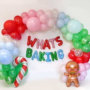 Whats Baking Balloons Gingerbread Party Christmas Balloon Garland Gingerbread Gender Reveal Balloon Arch Winter Red Green Christmas Party