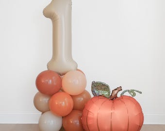 One Little Pumpkin Balloon Tower 1st Birthday Jumbo Number Balloon For Girls For Boys Fall Balloon Arch Orange First Birthday Party Supplies